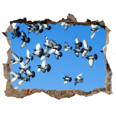 3d lyuk fal dekoráció Madarak repülnek át egy lyukon a falon