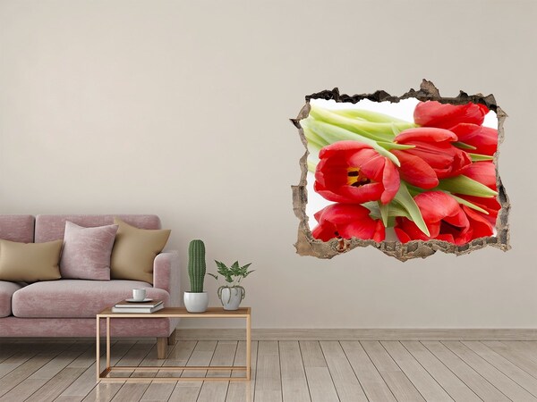 3d lyuk fal dekoráció Tulipánok egy törött falban