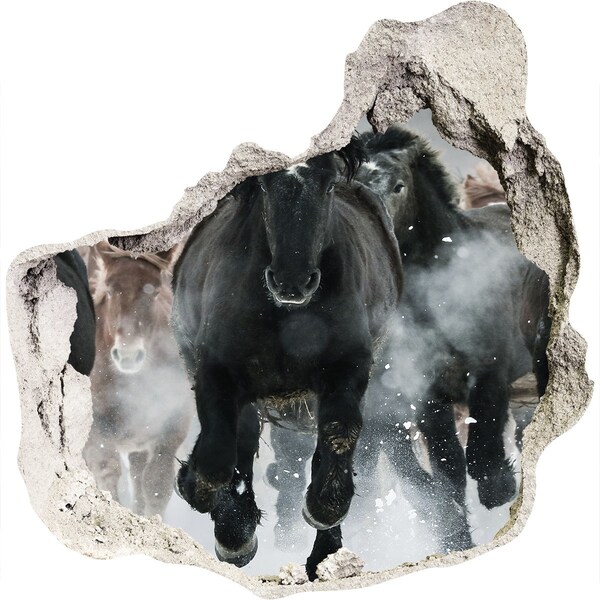 3d fali matrica lyuk a falban Lovak vágtatnak át a falon