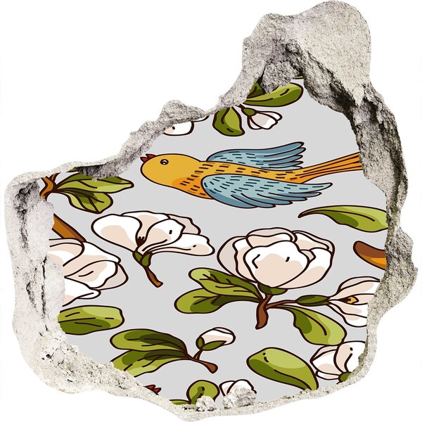 3d fali matrica lyuk a falban Virágparadicsom madárral