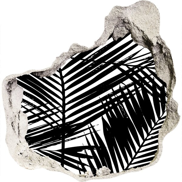 3d fali matrica lyuk a falban Trópusi levelek egy lyukban a falban