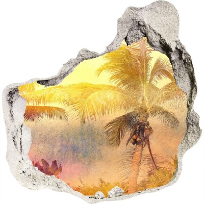 3d fali matrica lyuk a falban Trópusi oázis a fal mögött