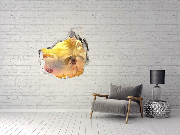 3d fali matrica lyuk a falban Trópusi oázis a fal mögött