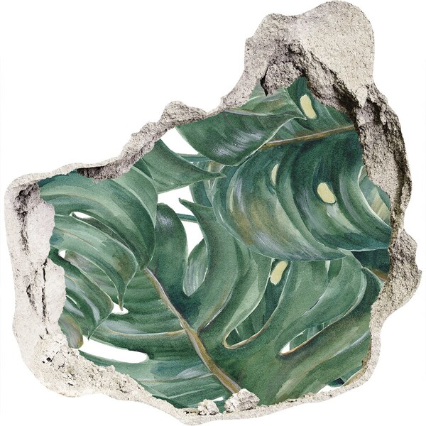 3d fali matrica lyuk a falban Zöld levelek a betonban