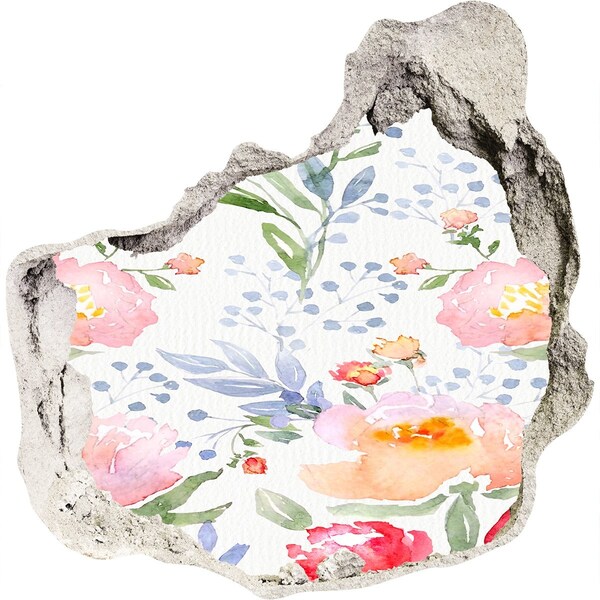 3d fali matrica lyuk a falban Virágos falfestmény egy sérült falon