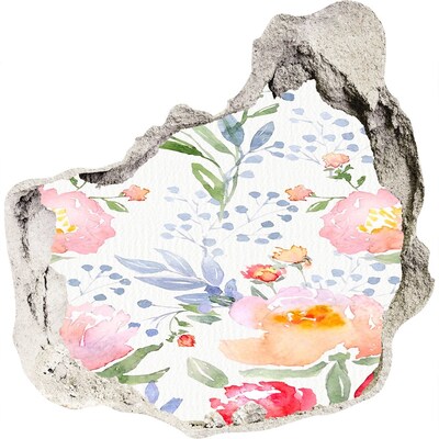 3d fali matrica lyuk a falban Virágos falfestmény egy sérült falon