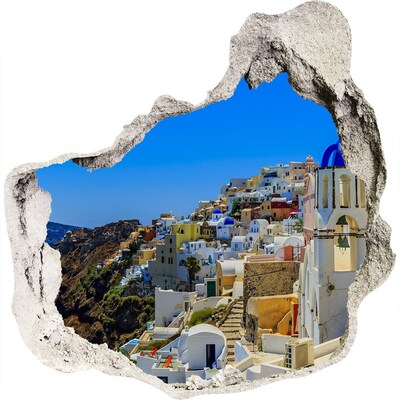 3d fali matrica lyuk a falban Santorini a napfényben