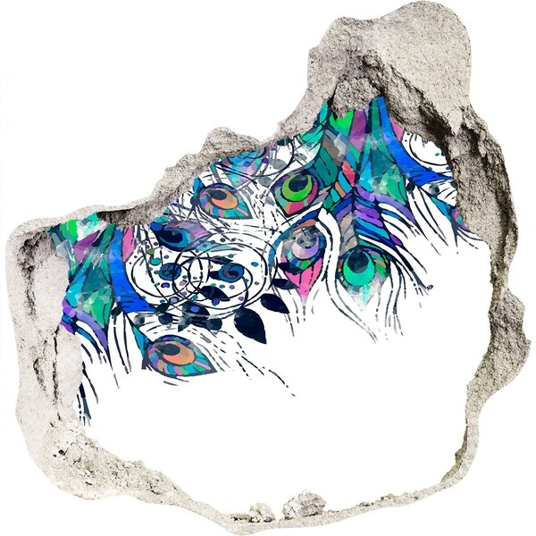 3d fali matrica lyuk a falban Színes tollak egy lyukban a falban