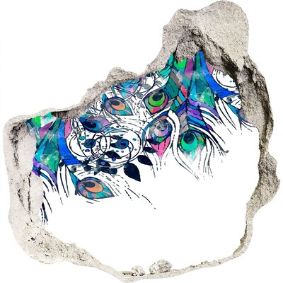 3d fali matrica lyuk a falban Színes tollak egy lyukban a falban