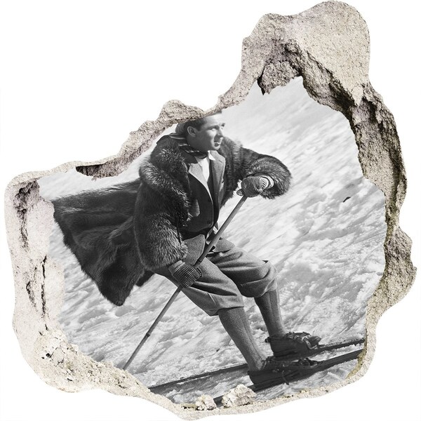 3d fali matrica lyuk a falban Retro stílusú téli síelő