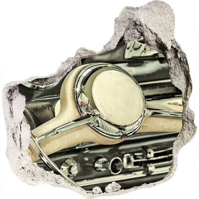 3d fali matrica lyuk a falban Egy klasszikus autó stílusos vezetőfülkéje