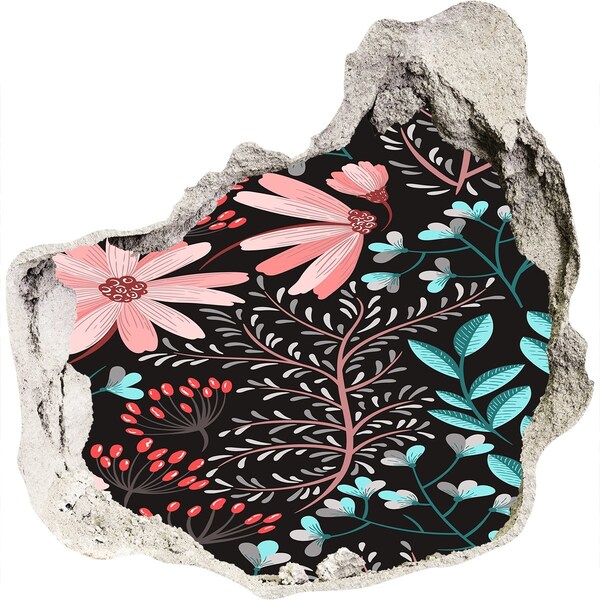 3d fali matrica lyuk a falban Virágminta fekete alapon