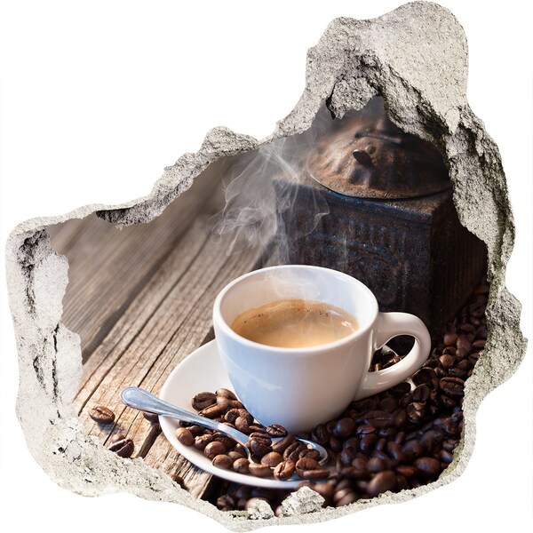 3d fali matrica lyuk a falban Kávé egy hangulatos kávézóban