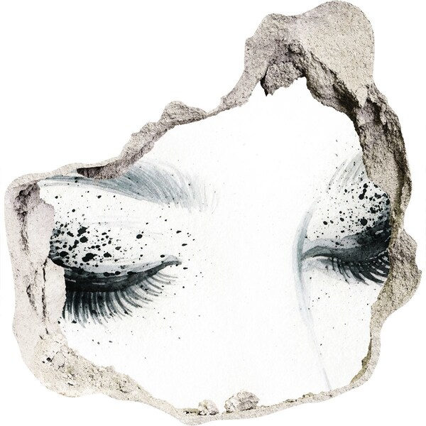 3d fali matrica lyuk a falban Csukott szemek egy lyukban a falban