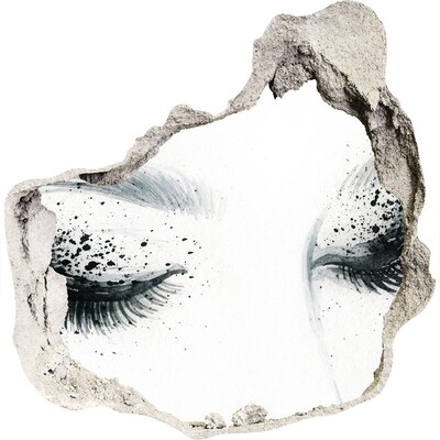 3d fali matrica lyuk a falban Csukott szemek egy lyukban a falban