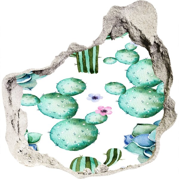 3d fali matrica lyuk a falban Kaktuszok egy lyukban a falban