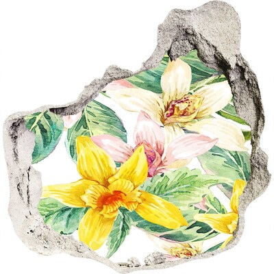 3d fali matrica lyuk a falban Virágoskert a fal mögött