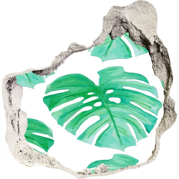 3d fali matrica lyuk a falban Zöld dzsungel a fal mögött