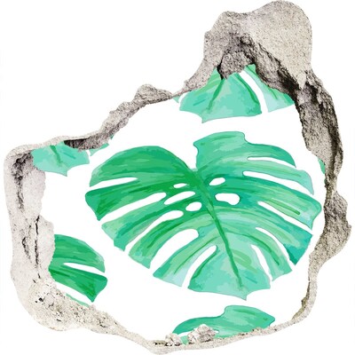 3d fali matrica lyuk a falban Zöld dzsungel a fal mögött