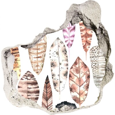 3d fali matrica lyuk a falban Színes levelek egy lyukban a falban