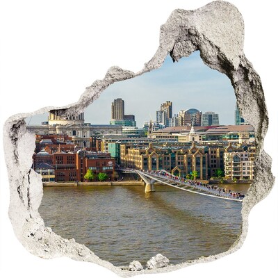 3d fali matrica lyuk a falban London látképe egy lyukon keresztül a falon
