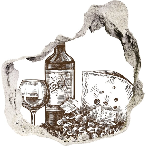 Fali matrica lyuk a falban Bor és sajt egy sérült fal hátterében