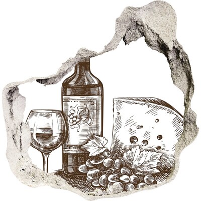 Fali matrica lyuk a falban Bor és sajt egy sérült fal hátterében