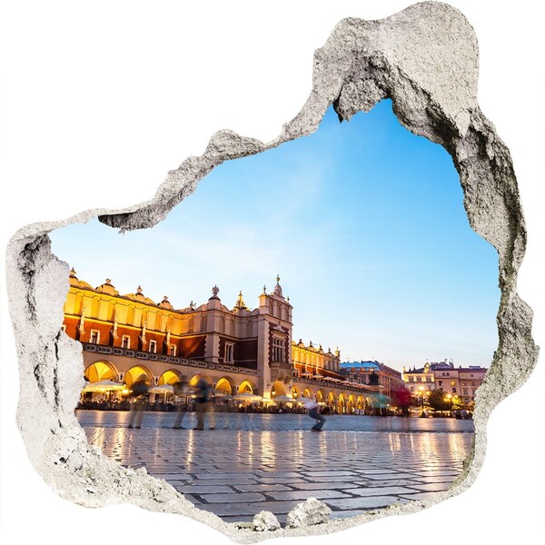 Fali matrica lyuk a falban Krakkó naplementekor