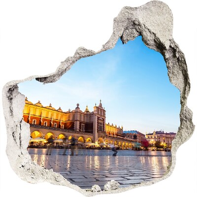 Fali matrica lyuk a falban Krakkó naplementekor