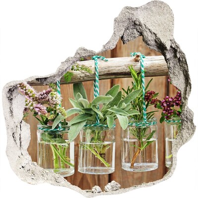 Fali matrica lyuk a falban Gyógynövénykert üvegekben