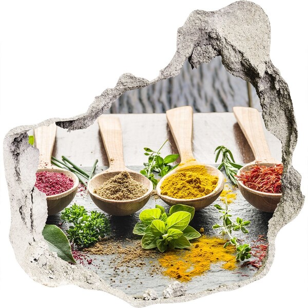 Fali matrica lyuk a falban Konyhai fűszerek fakanálban