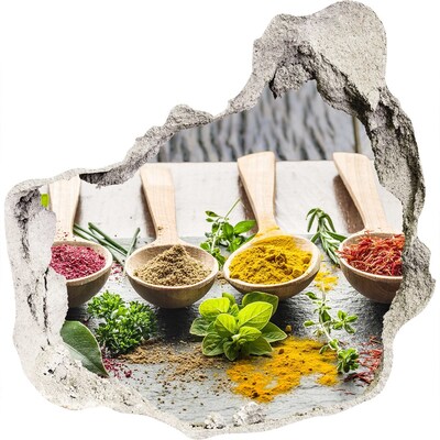 Fali matrica lyuk a falban Konyhai fűszerek fakanálban