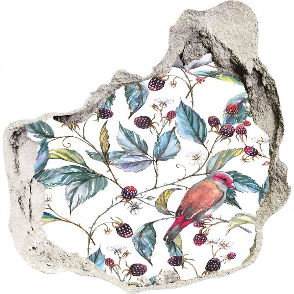 Fali matrica lyuk a falban Egy madár a szeder között