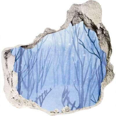 Fali matrica lyuk a falban Téli táj egy lyukon keresztül a falon