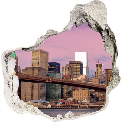 Fali matrica lyuk a falban Kilátás a Brooklyn hídra New Yorkban