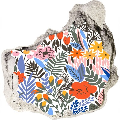 Fali matrica lyuk a falban Virágfalfestmény egy lyukon keresztül a falon