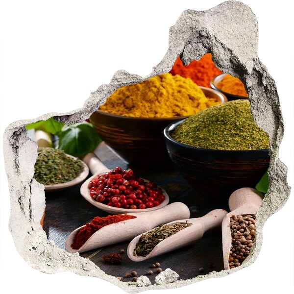 Fali matrica lyuk a falban Színes fűszerek a konyhában