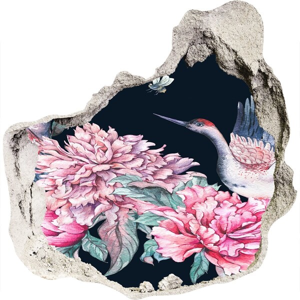 3d-s lyukat fali matrica Virágos jelenet madárral