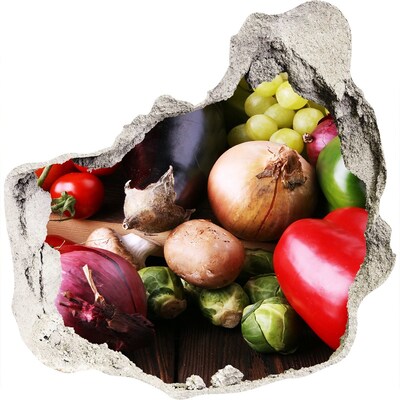 3d-s lyukat fali matrica Gyümölcsök és zöldségek egy lyukban a falban