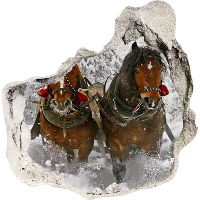 3d-s lyukat fali matrica Téli kirándulás lovakkal