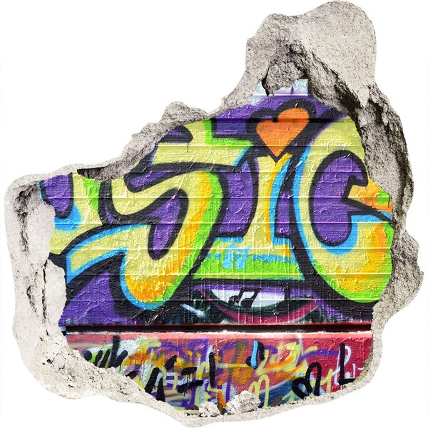 3d-s lyukat fali matrica Graffiti egy sérült falon