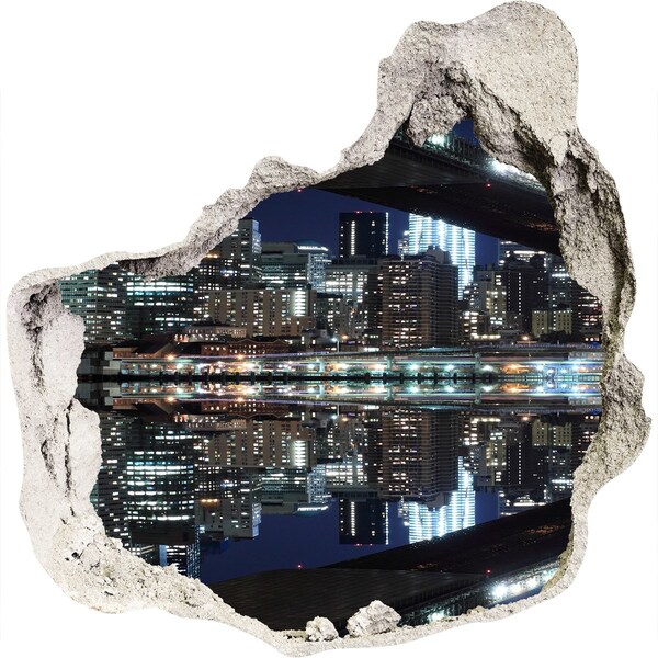 3d-s lyukat fali matrica Éjszakai panoráma a városra