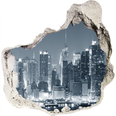 3d-s lyukat fali matrica New York-i látkép éjszaka