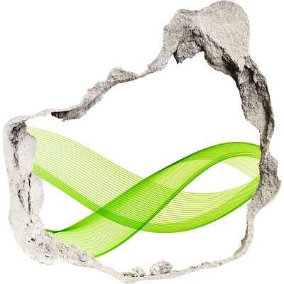 3d-s lyukat fali matrica Zöld hullám a falon lévő lyukban