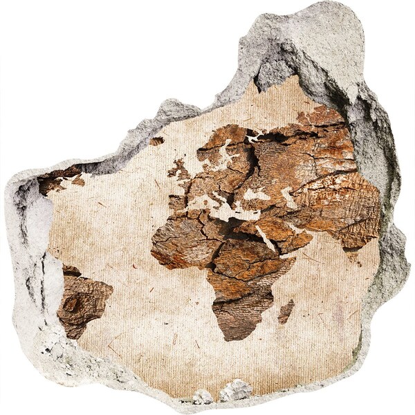 3d-s lyuk vizuális effektusok matrica Egy sérült fal világtérképpel