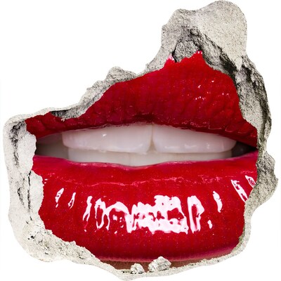 3d-s lyuk vizuális effektusok matrica Vörös ajkak egy lyukban a falban