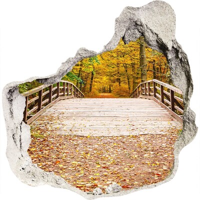 3d-s lyuk vizuális effektusok matrica Híd az őszi erdőben