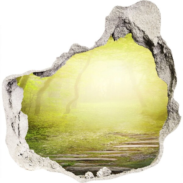 3d-s lyuk vizuális effektusok matrica Zöld erdő a nap sugaraiban