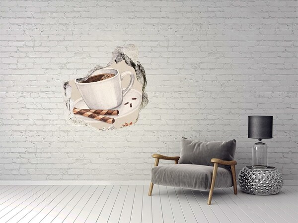 3d-s lyuk vizuális effektusok matrica Kávé sütikkel