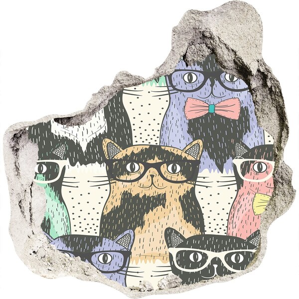 3d-s lyuk vizuális effektusok matrica Szemüveges macskák